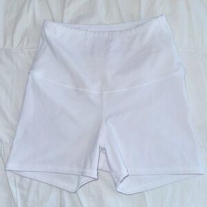 High-Waist White Bike Shorts